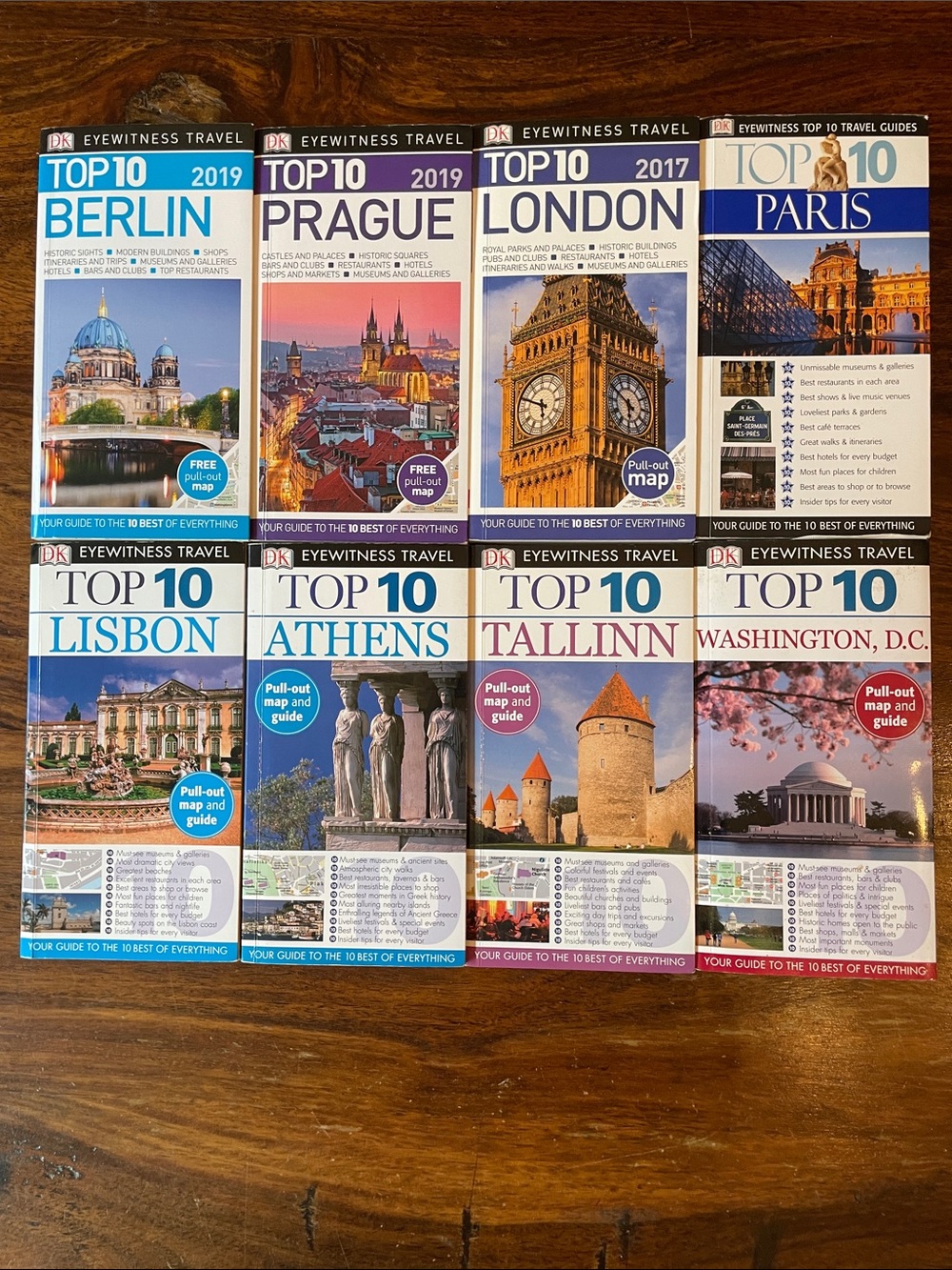 8 DK Top 10 Eyewitness Travel Books: Prague Berlin London Paris DC Lisbon Athens